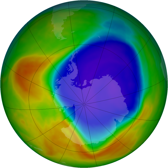 Antarctic ozone map for 13 October 2007